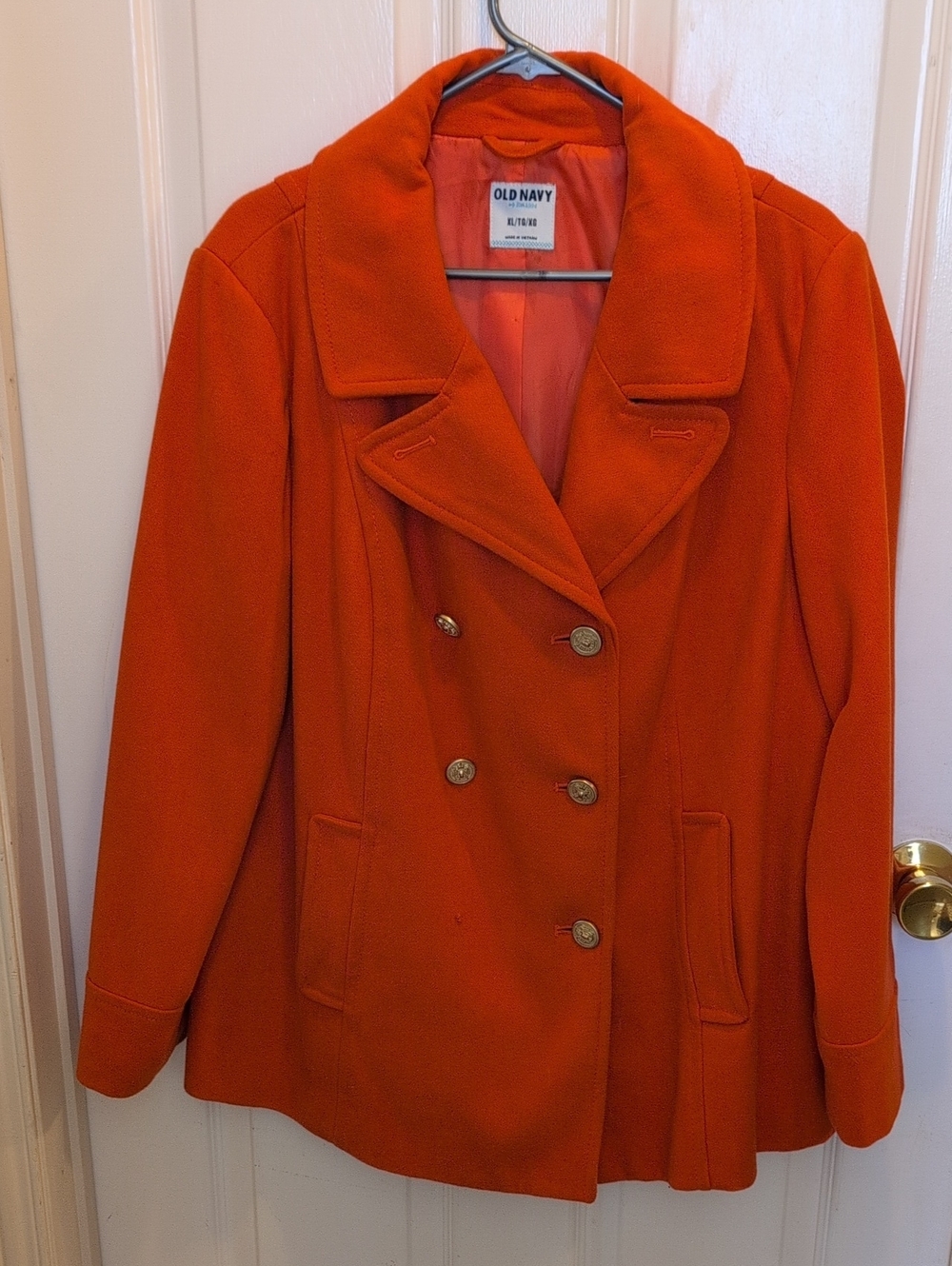 Old Navy Women's Bright Orange Double-Breasted Peacoat